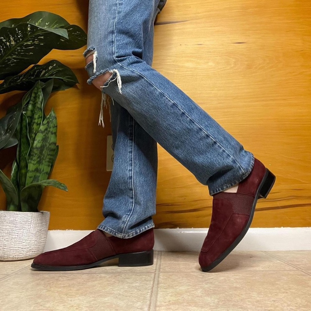 Vintage Nordstrom burgundy red square toe leather loafers
